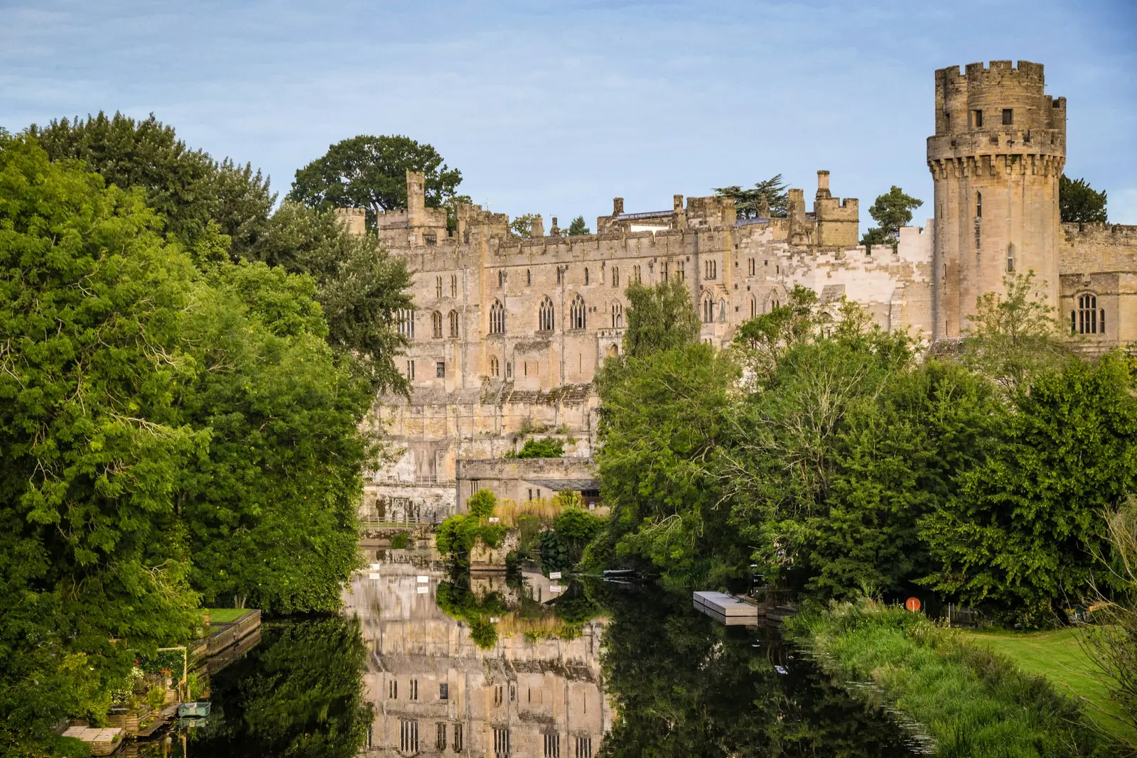 Warwick Castle above the River Avon, seen from Castle Bridge